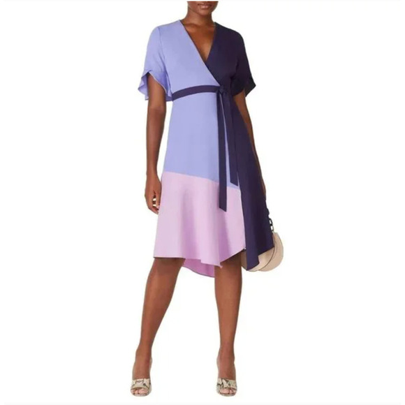 Hutch Colorblock Wrap Dress Blue Purple XS Wedding Shower Cruise Beach Resort - Picture 3 of 7